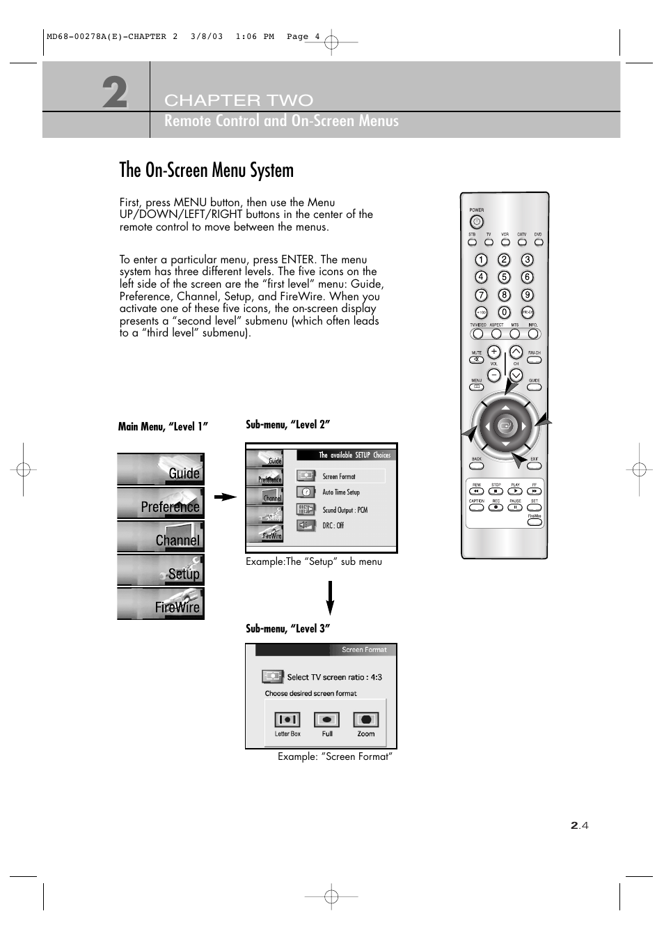The on-screen menu system | Samsung SIR-T165 User Manual | Page 25 / 63