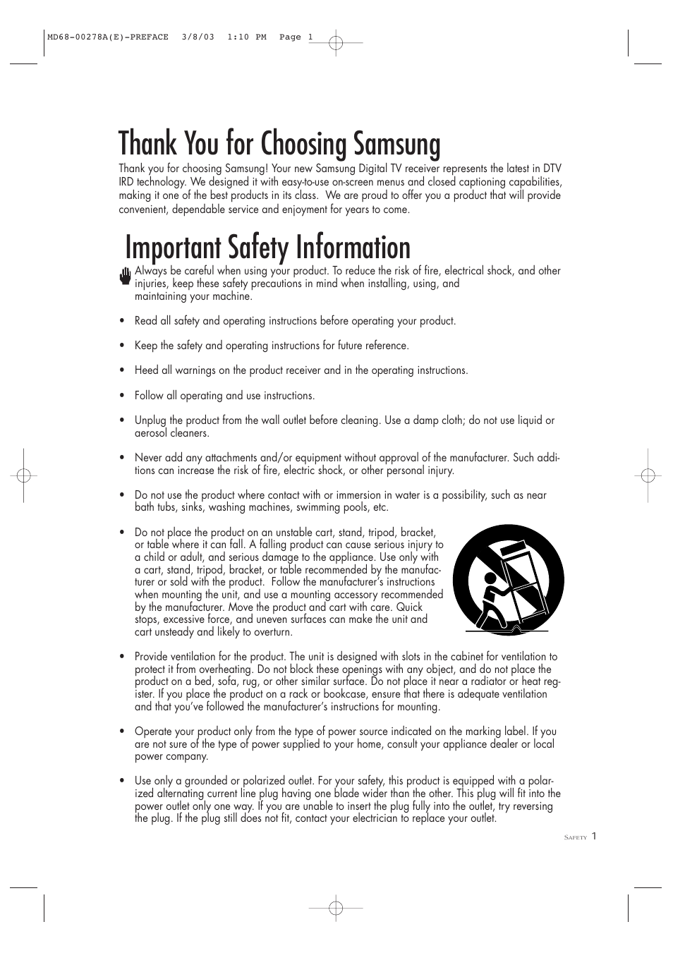 Important safety information | Samsung SIR-T165 User Manual | Page 3 / 63