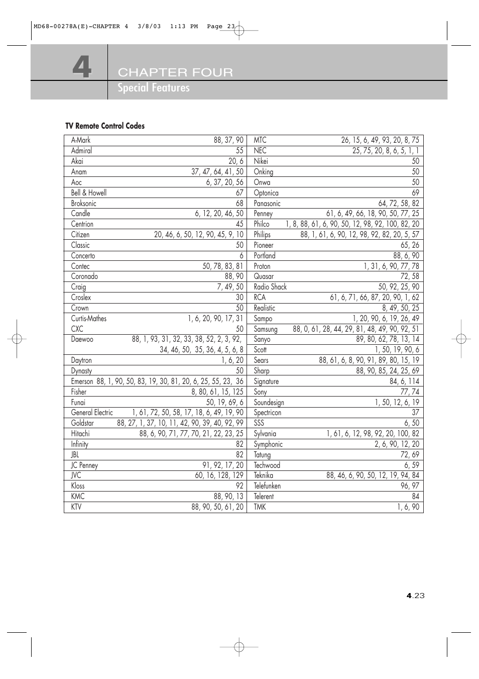 Chapter four special features | Samsung SIR-T165 User Manual | Page 57 / 63
