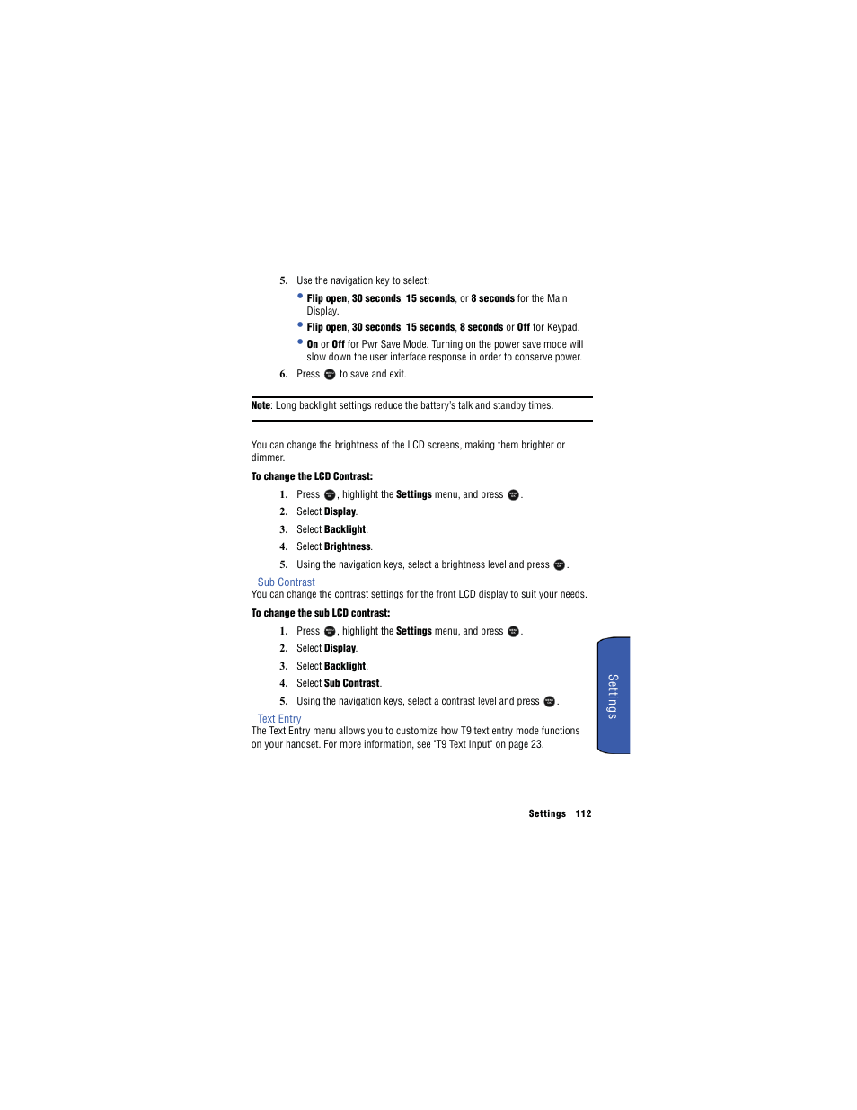 Settings | Samsung SH-u740 User Manual | Page 119 / 154