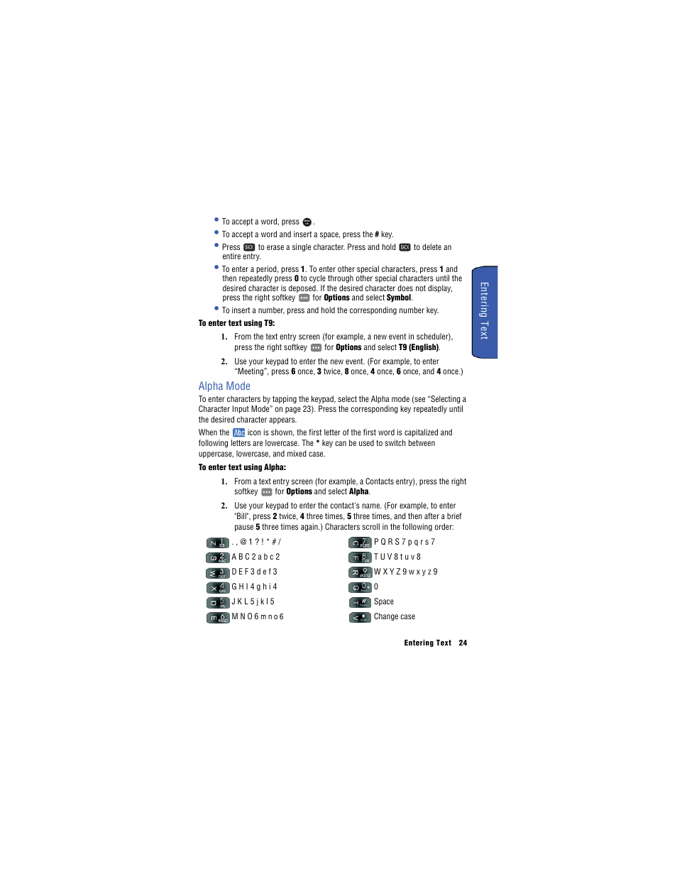 Alpha mode | Samsung SH-u740 User Manual | Page 31 / 154
