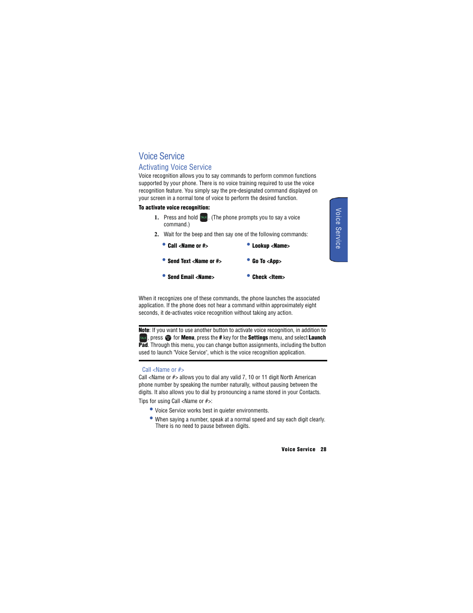 Voice service | Samsung SH-u740 User Manual | Page 35 / 154