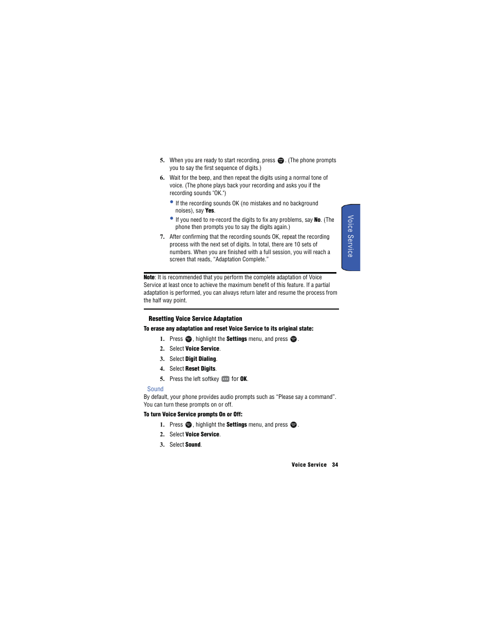 Voi ce servi ce | Samsung SH-u740 User Manual | Page 41 / 154
