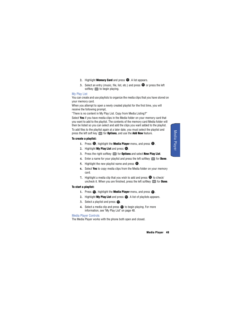 Media player | Samsung SH-u740 User Manual | Page 55 / 154