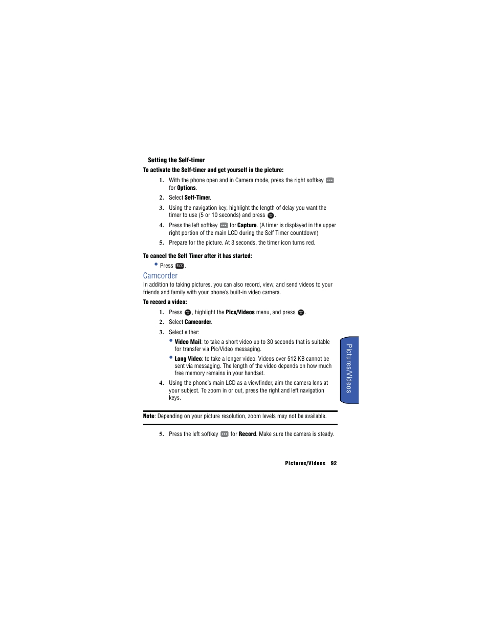 Camcorder | Samsung SH-u740 User Manual | Page 99 / 154