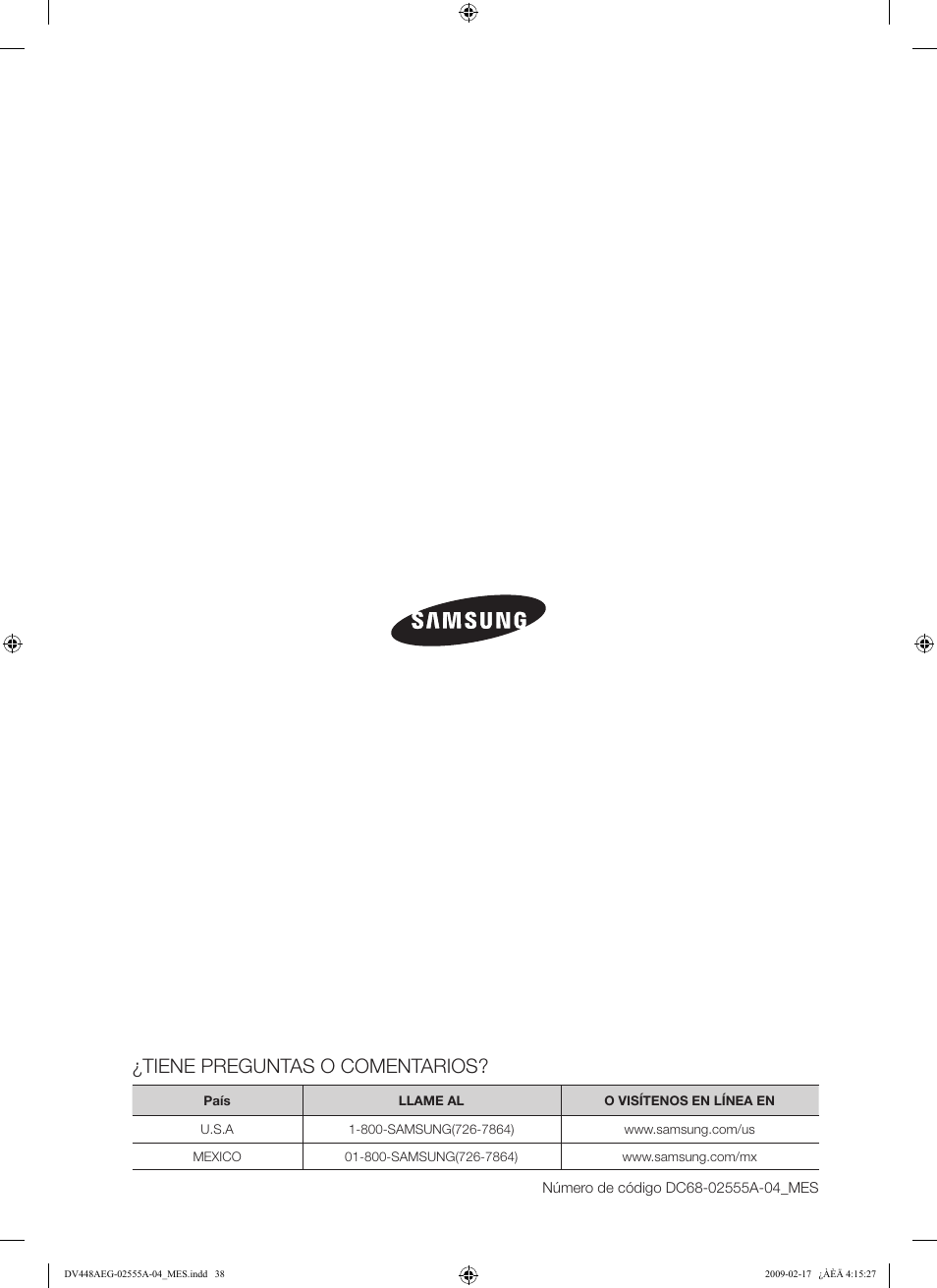 Tiene preguntas o comentarios | Samsung DV438AGR User Manual | Page 76 / 76