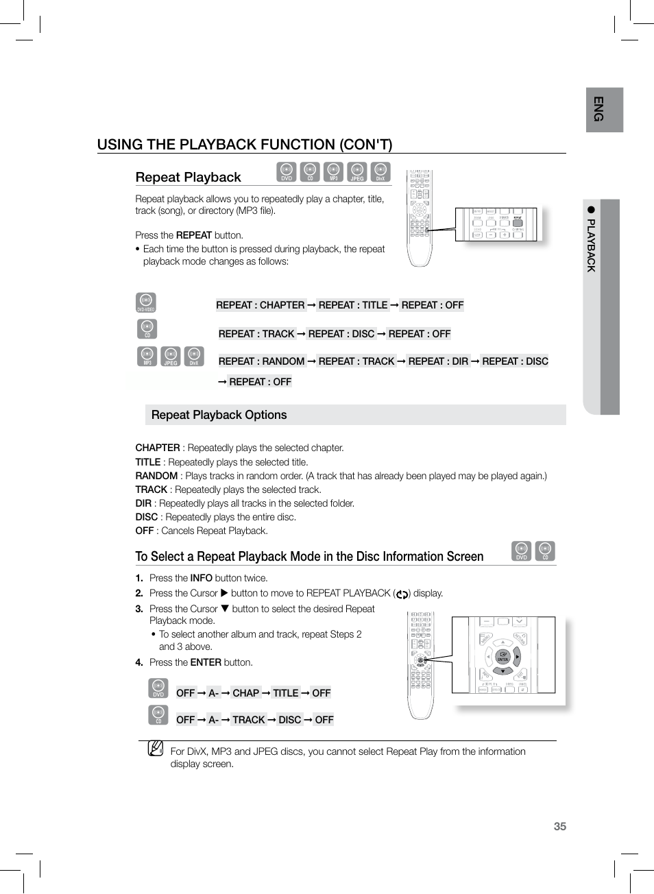 Dbagd, Using the playback function (con't) | Samsung HT-TZ222 User Manual | Page 35 / 64