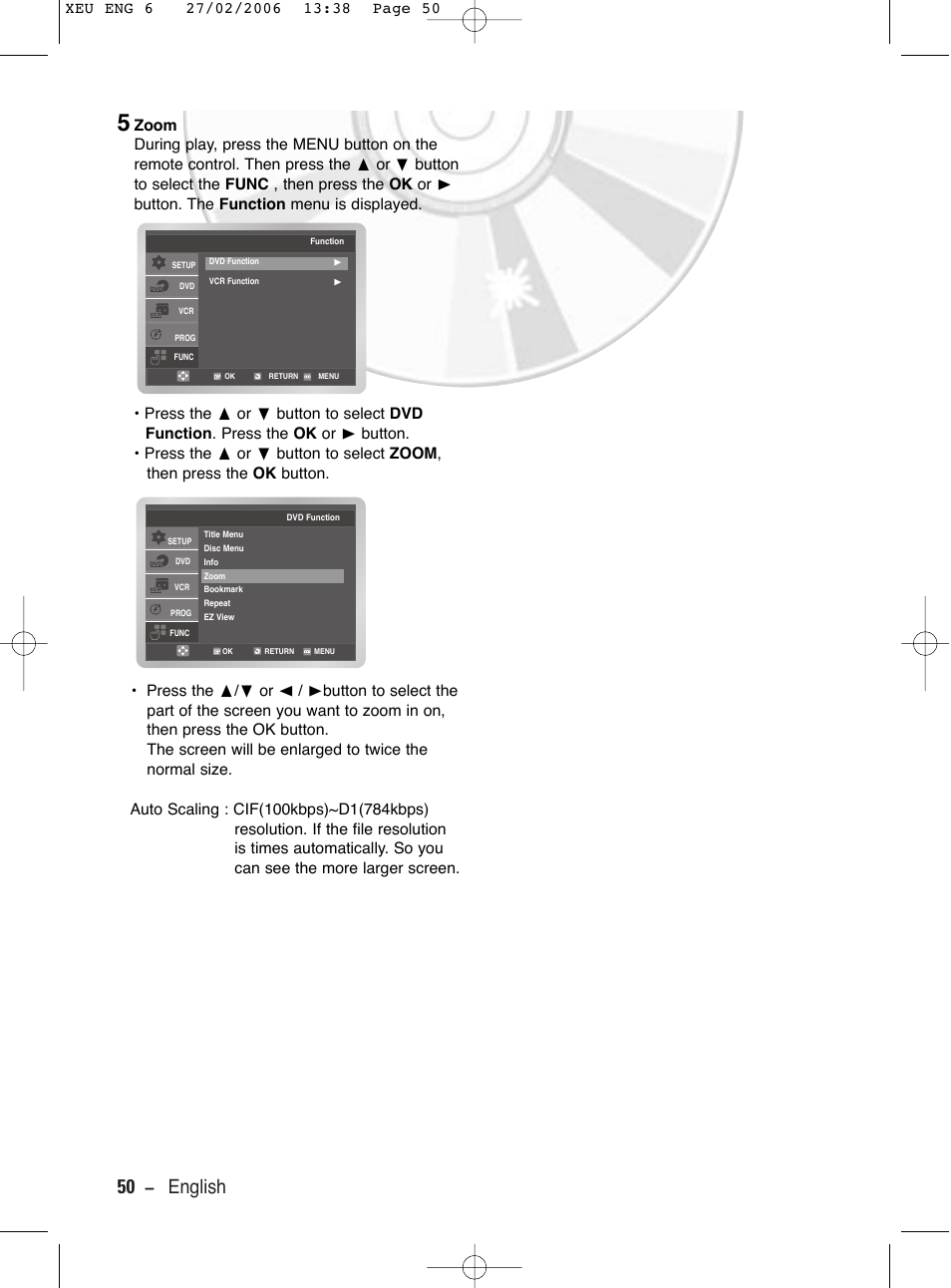 50 - english | Samsung DVD-V5600 User Manual | Page 50 / 56