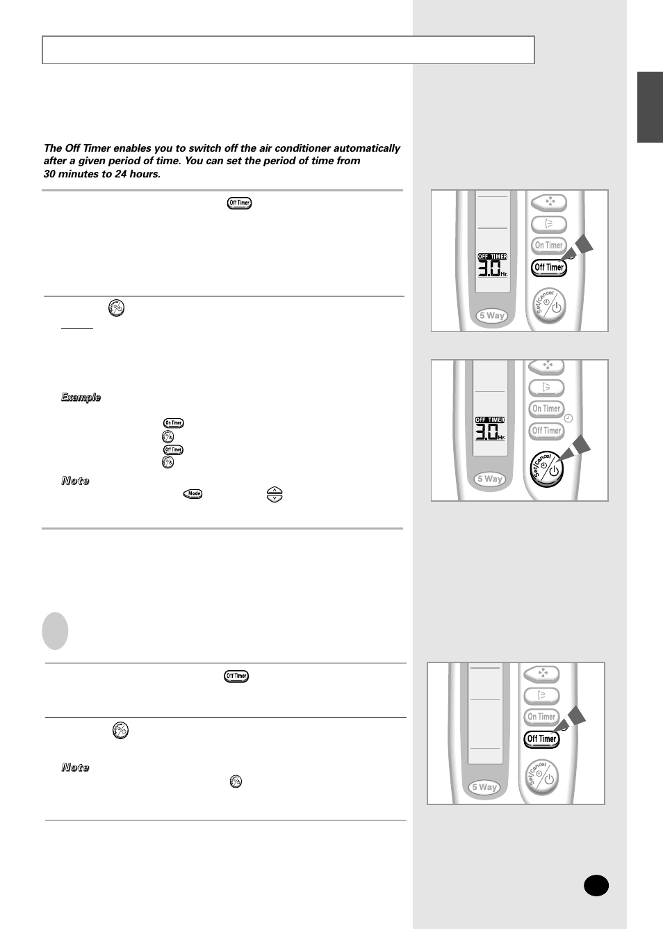 Setting the off timer | Samsung AS07A5(6)MA User Manual | Page 17 / 26