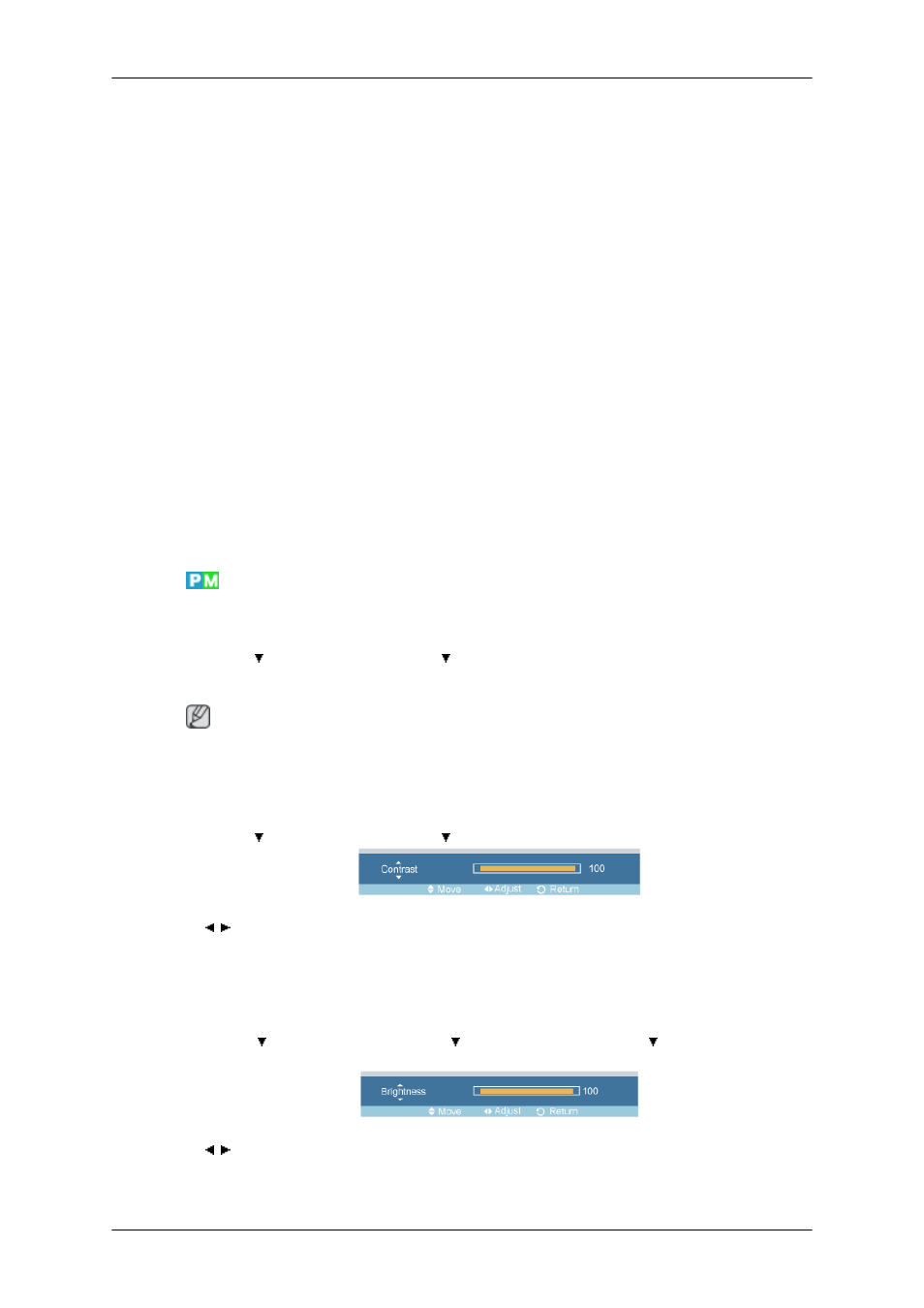 Custom, Contrast, Brightness | Samsung 400TSn User Manual | Page 54 / 115