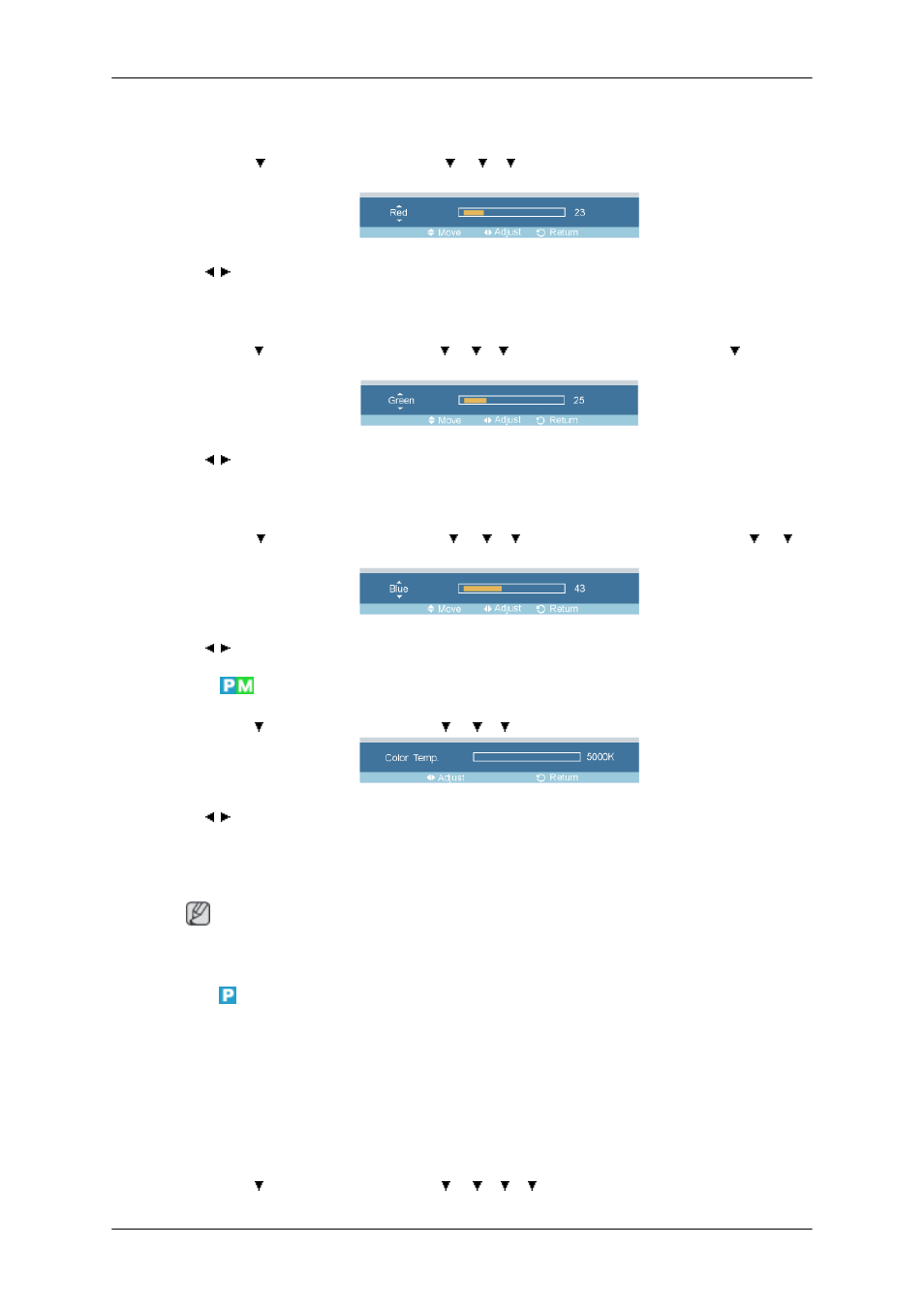 Green, Blue, Color temp | Image lock | Samsung 400TSn User Manual | Page 56 / 115