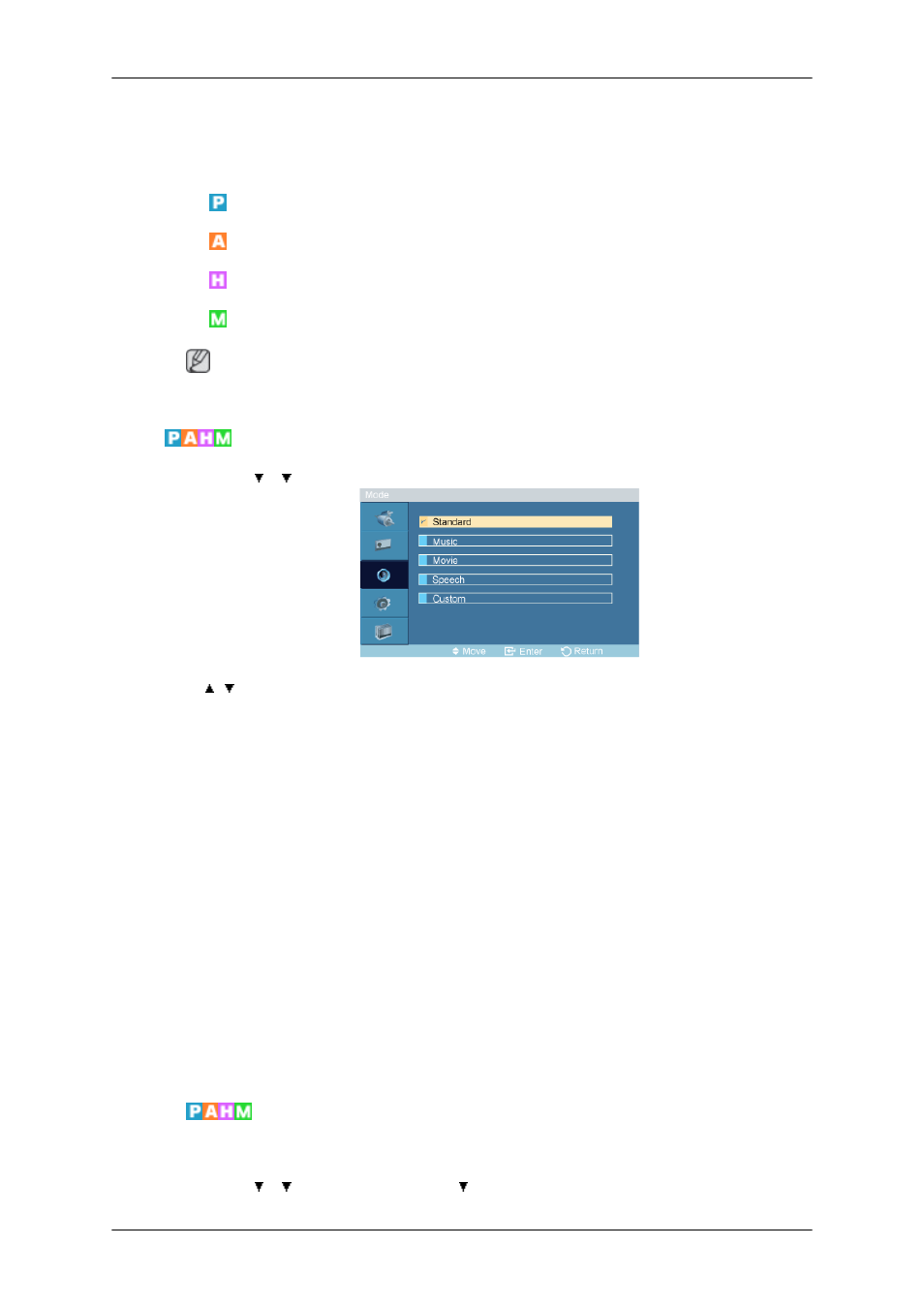 Sound, Mode, Custom | Samsung 400TSn User Manual | Page 65 / 115