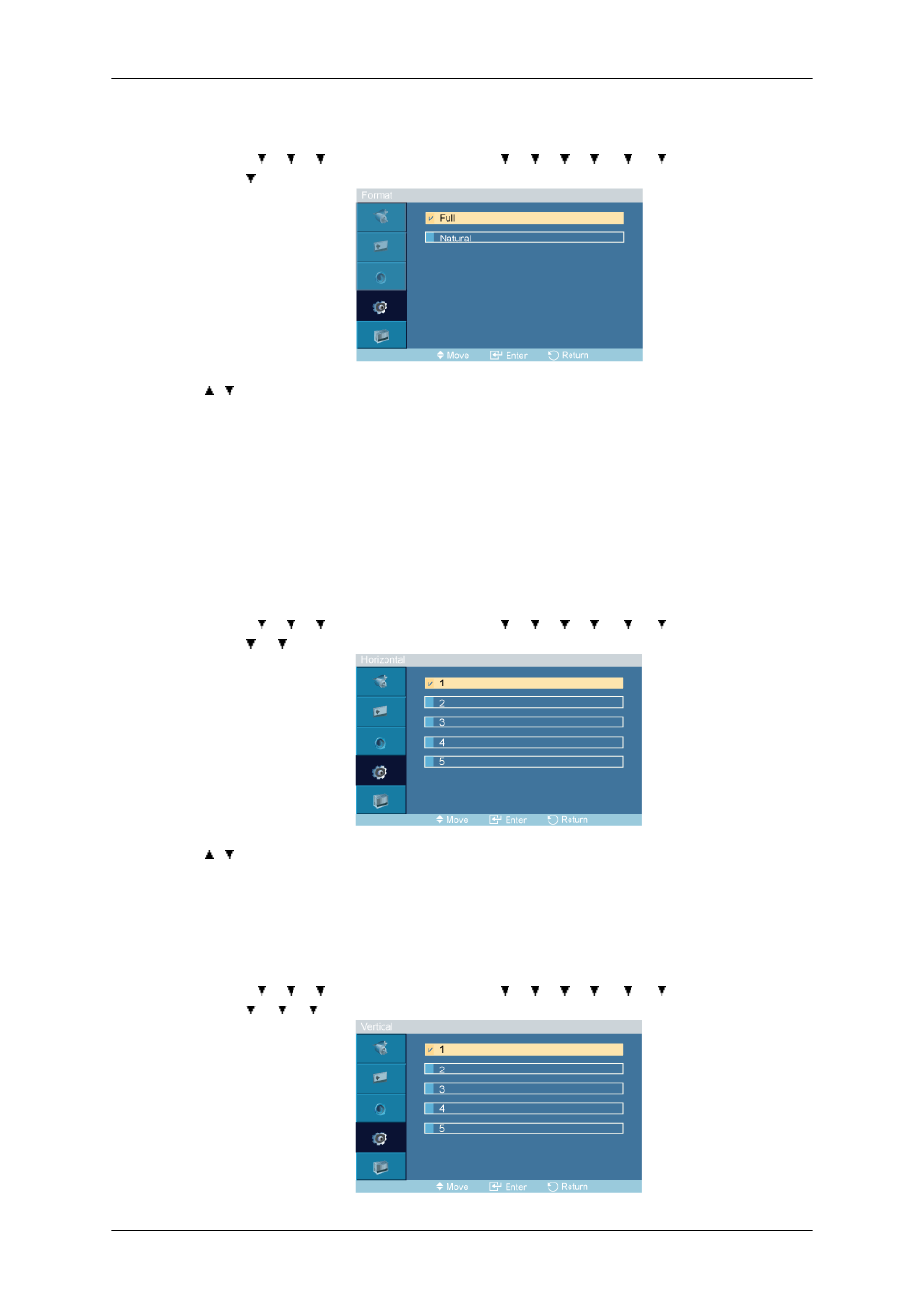 Format, Horizontal, Vertical | Samsung 400TSn User Manual | Page 72 / 115