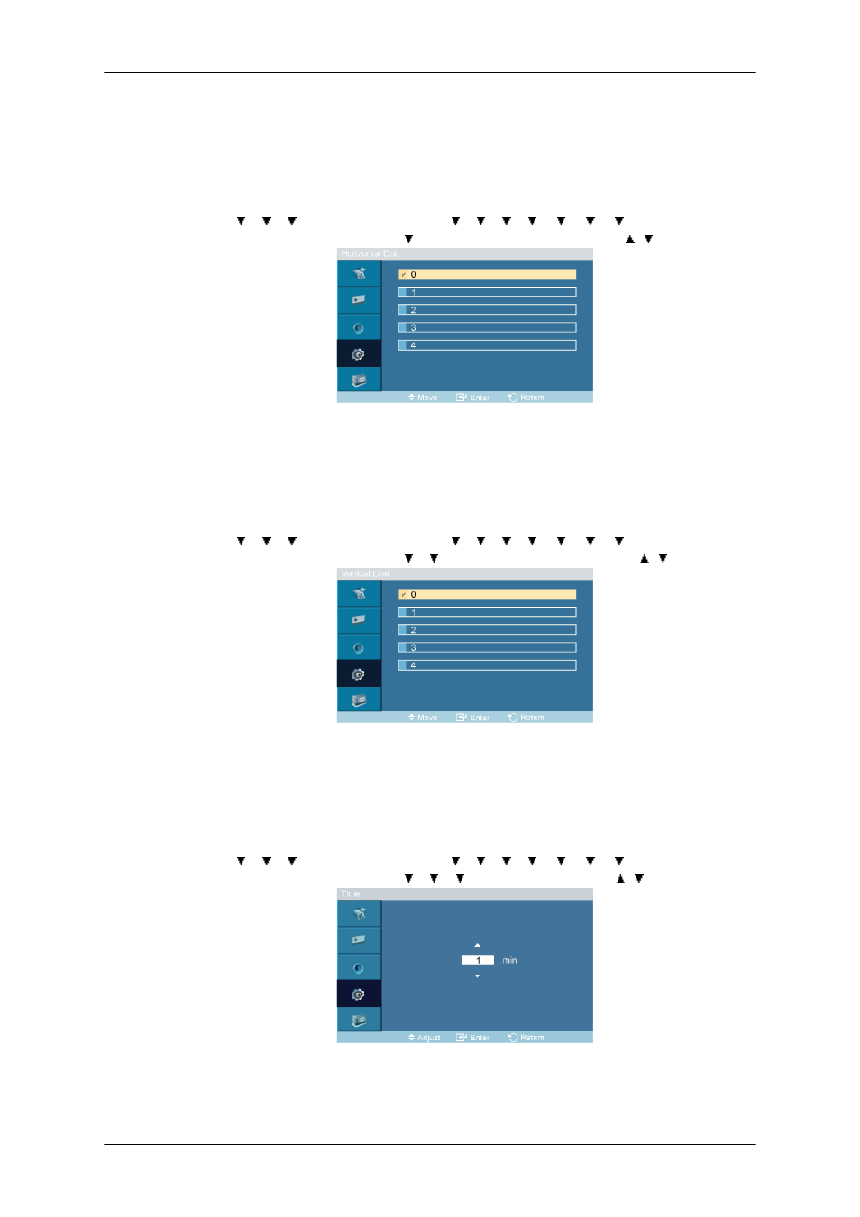 Horizontal dot, Vertical line, Time | Samsung 400TSn User Manual | Page 74 / 115