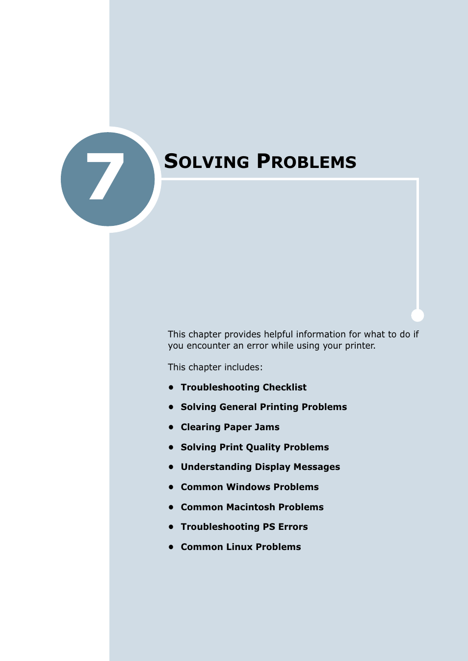 Solving problems, Chapter 7, Olving | Roblems | Samsung ML 2550 User Manual | Page 126 / 231