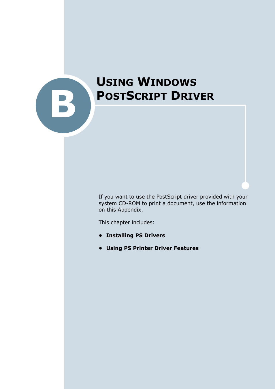 Using windows postscript driver, Appendix b, Sing | Indows, Cript, River | Samsung ML 2550 User Manual | Page 164 / 231