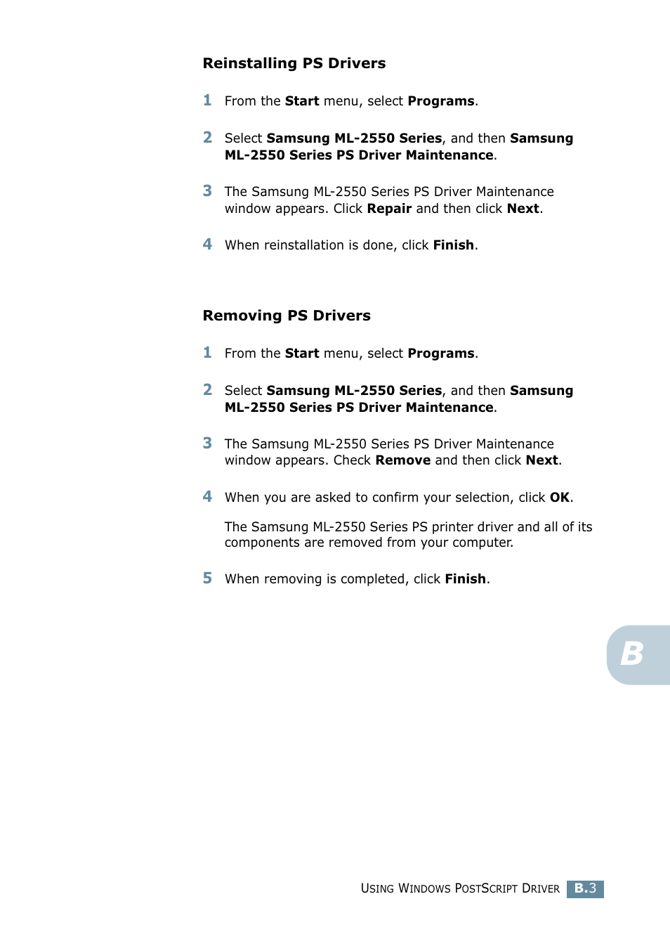 Samsung ML 2550 User Manual | Page 166 / 231