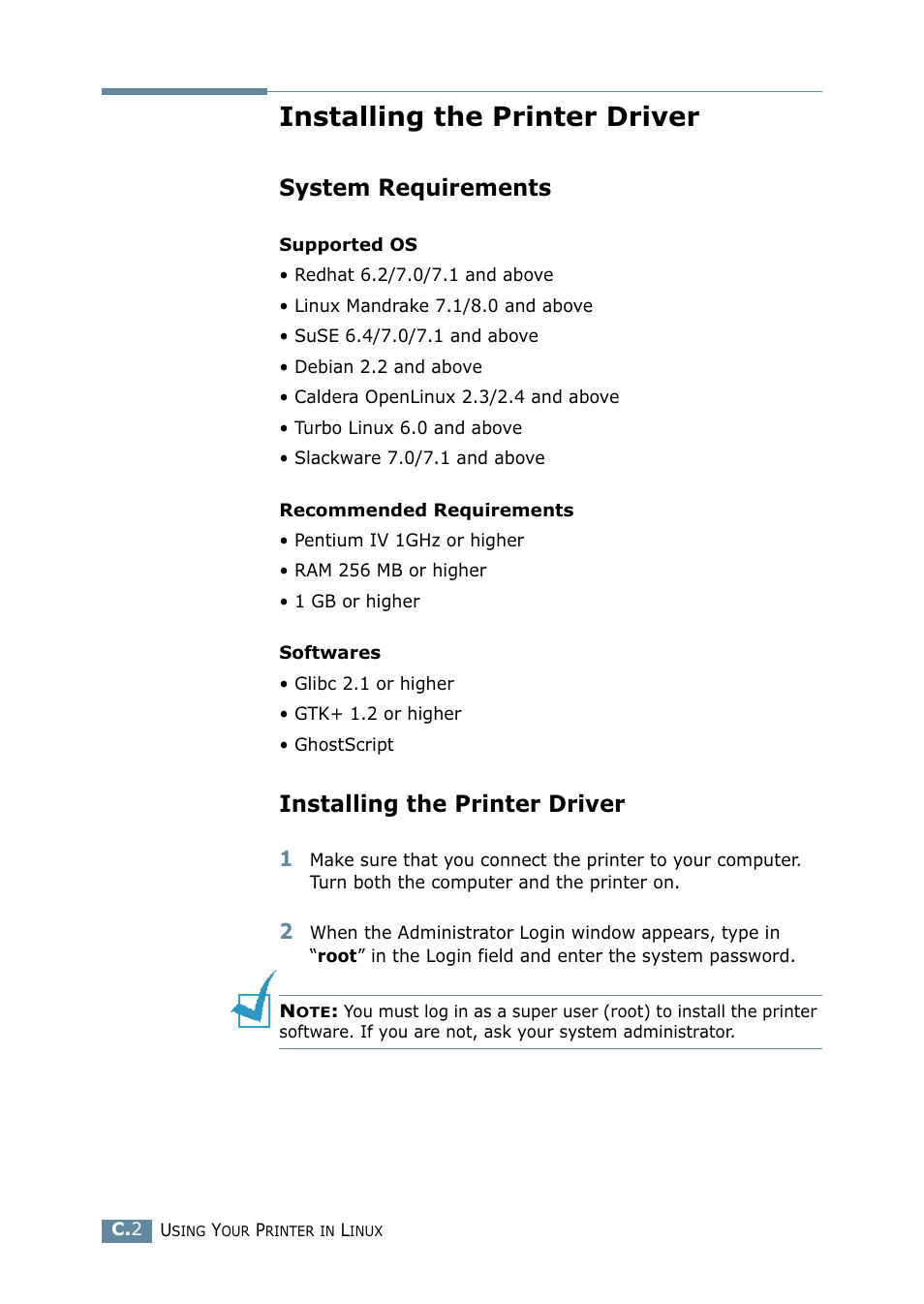 Installing the printer driver, System requirements | Samsung ML 2550 User Manual | Page 169 / 231