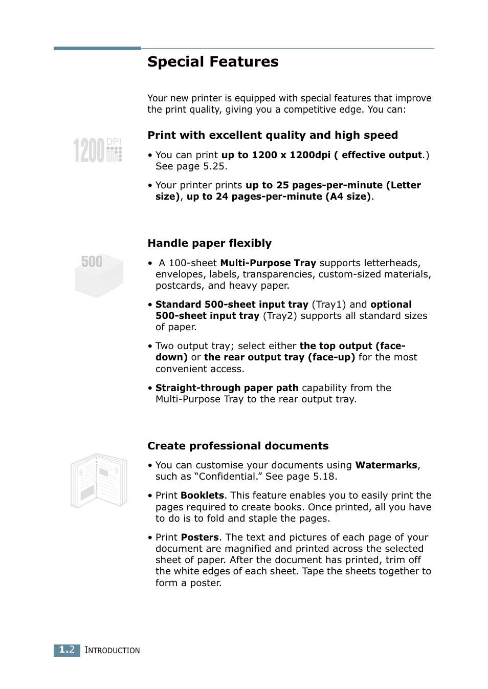 Special features | Samsung ML 2550 User Manual | Page 17 / 231