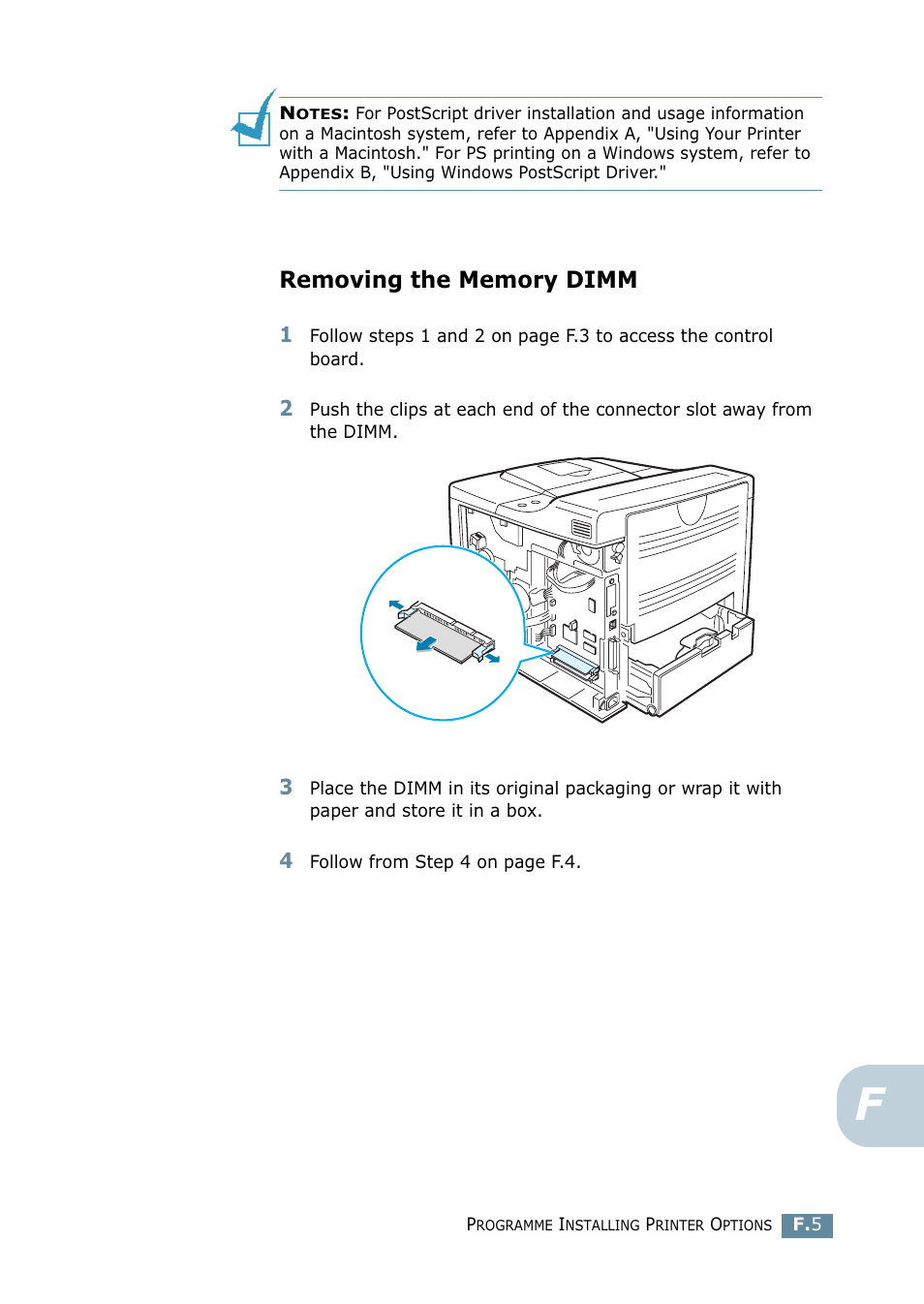 Removing the memory dimm | Samsung ML 2550 User Manual | Page 210 / 231