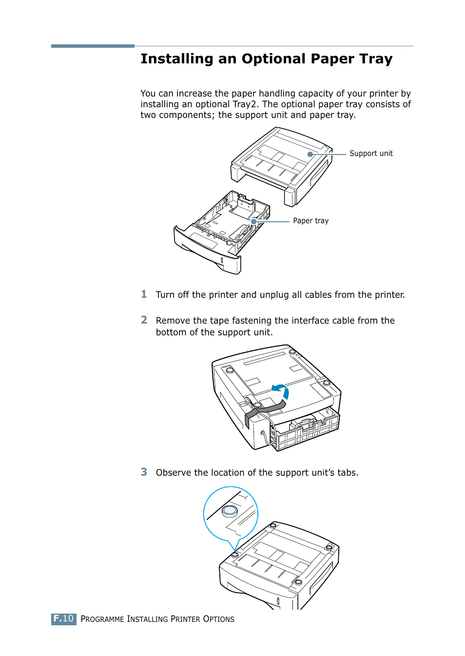Installing an optional paper tray | Samsung ML 2550 User Manual | Page 215 / 231