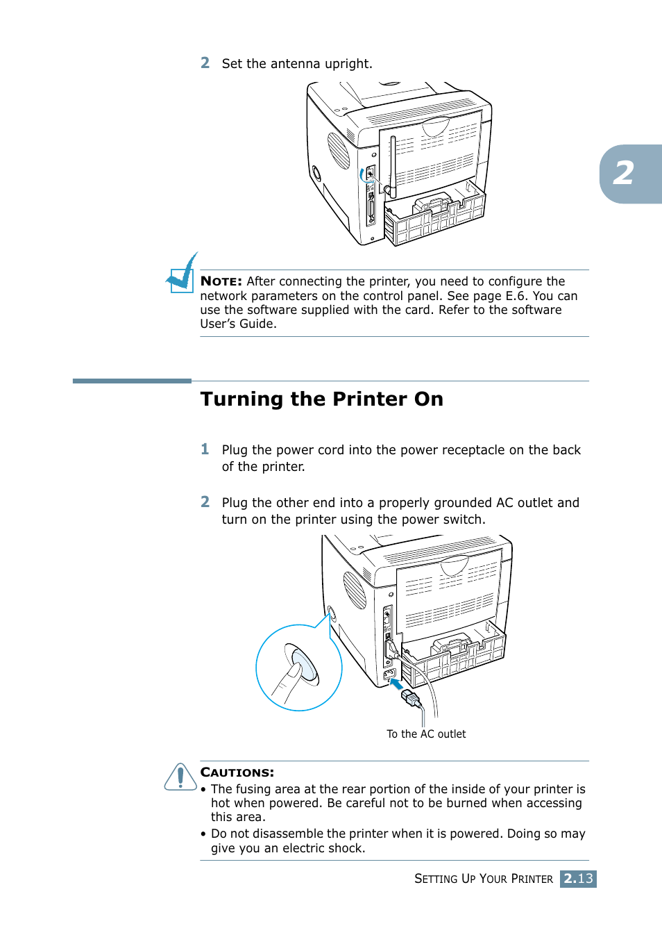 Turning the printer on | Samsung ML 2550 User Manual | Page 34 / 231