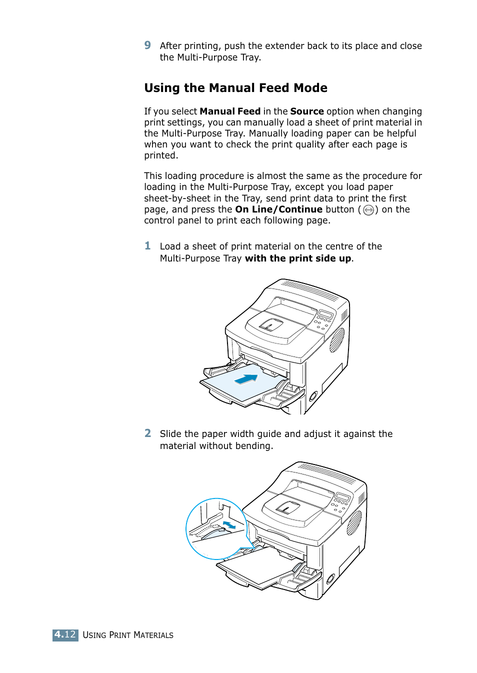 Using the manual feed mode | Samsung ML 2550 User Manual | Page 75 / 231