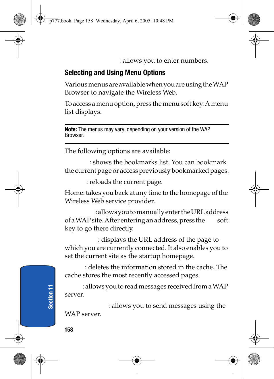 Selecting and using menu options | Samsung P O R T A B L E T R I - M O D E T E L E P H O N E SGH-P777 User Manual | Page 162 / 205