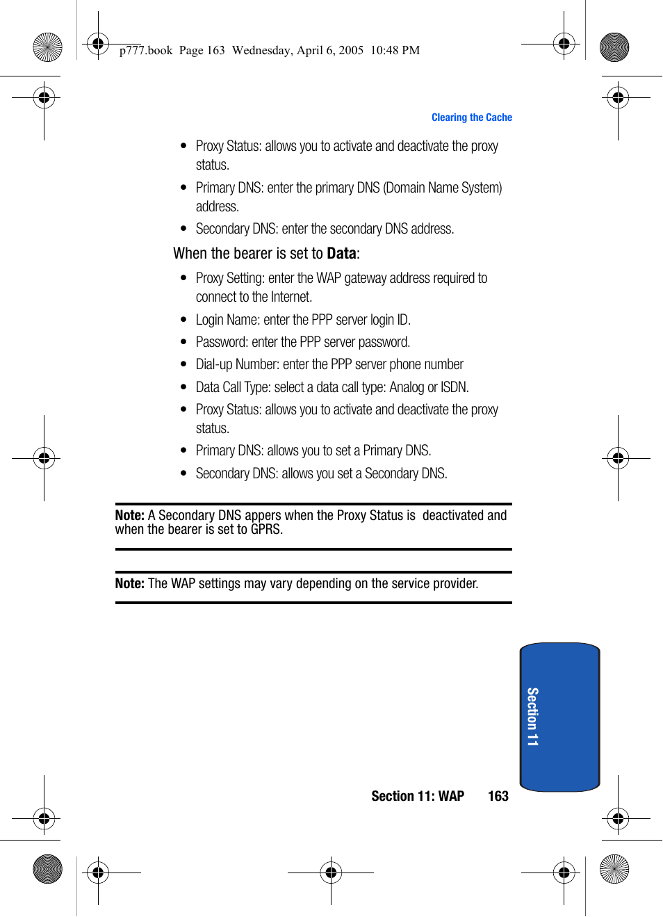 Samsung P O R T A B L E T R I - M O D E T E L E P H O N E SGH-P777 User Manual | Page 167 / 205