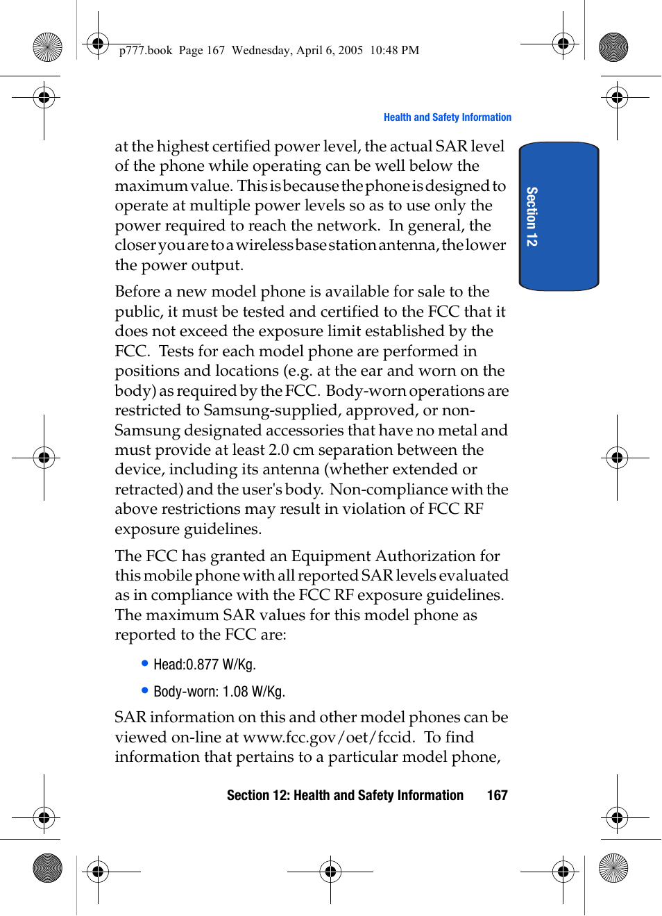 Samsung P O R T A B L E T R I - M O D E T E L E P H O N E SGH-P777 User Manual | Page 171 / 205