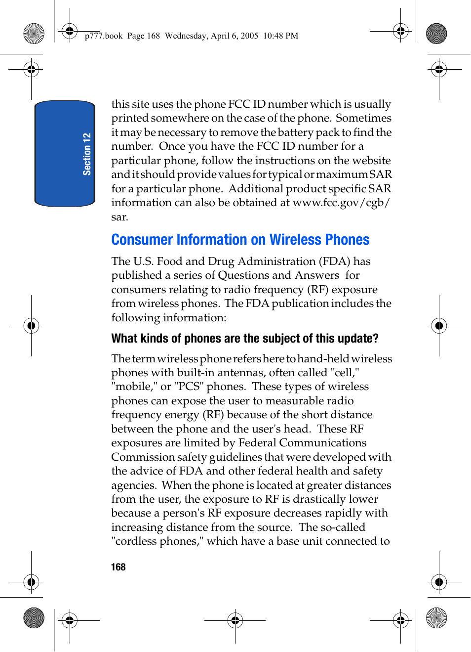 Consumer information on wireless phones | Samsung P O R T A B L E T R I - M O D E T E L E P H O N E SGH-P777 User Manual | Page 172 / 205