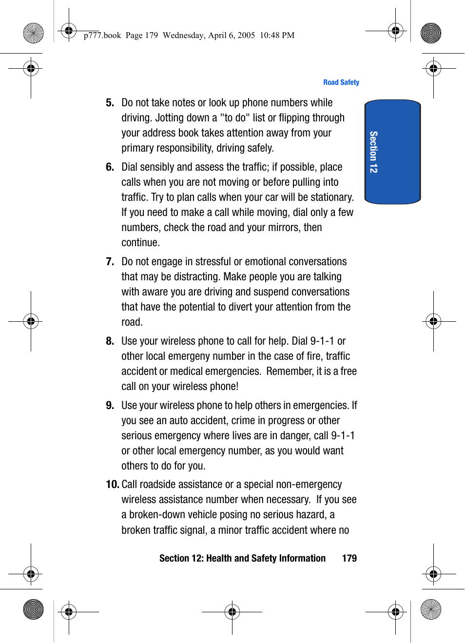Samsung P O R T A B L E T R I - M O D E T E L E P H O N E SGH-P777 User Manual | Page 183 / 205