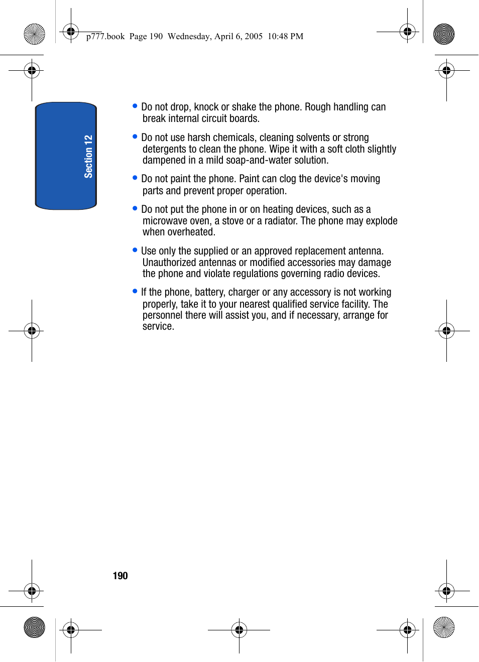 Samsung P O R T A B L E T R I - M O D E T E L E P H O N E SGH-P777 User Manual | Page 194 / 205