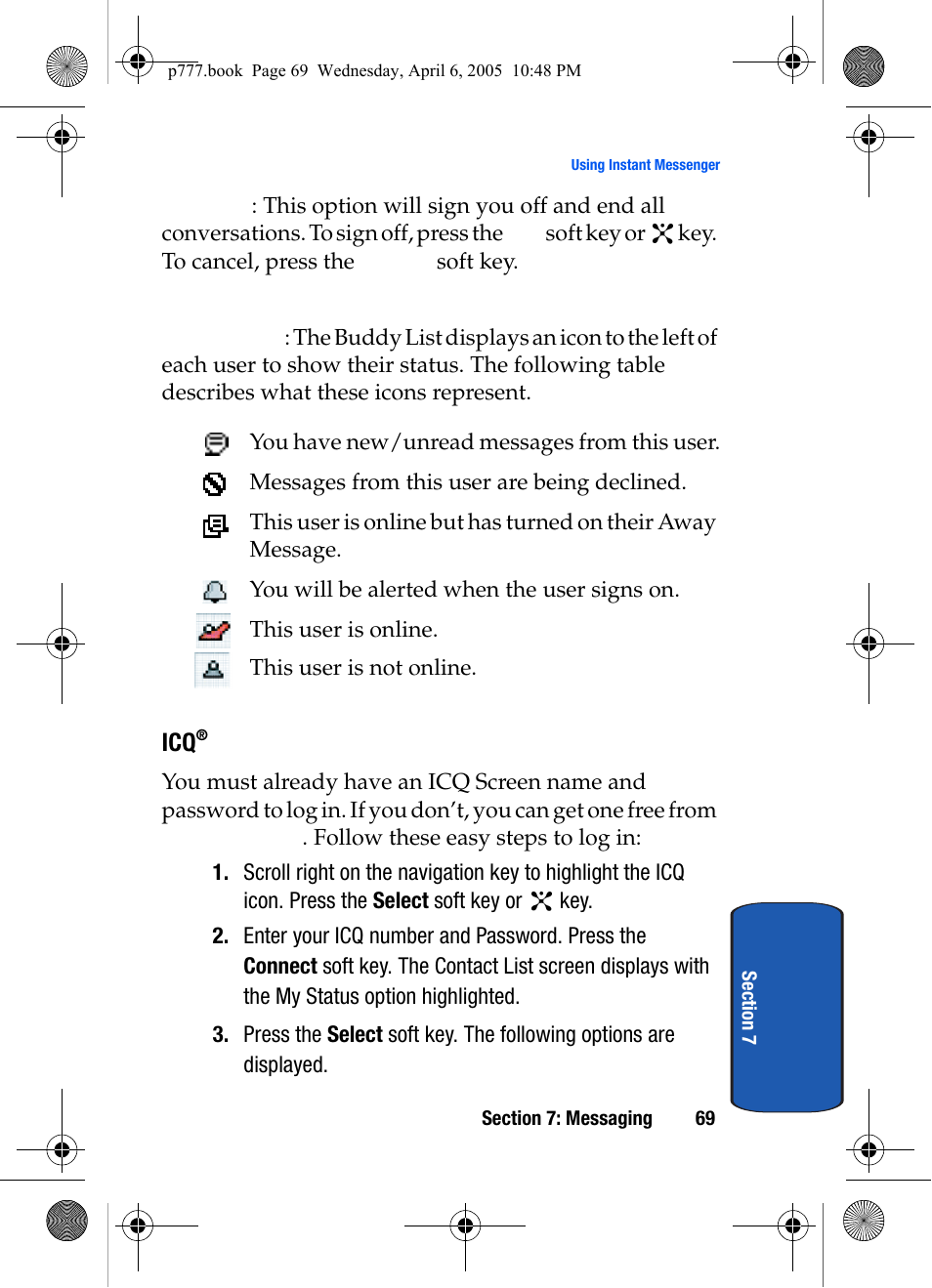 Samsung P O R T A B L E T R I - M O D E T E L E P H O N E SGH-P777 User Manual | Page 73 / 205