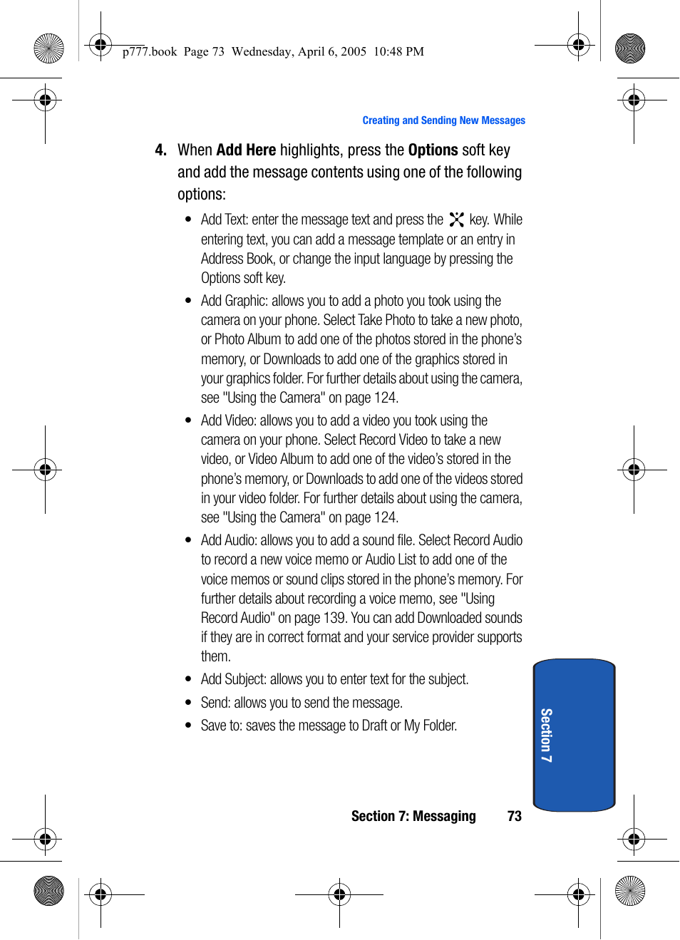 Samsung P O R T A B L E T R I - M O D E T E L E P H O N E SGH-P777 User Manual | Page 77 / 205