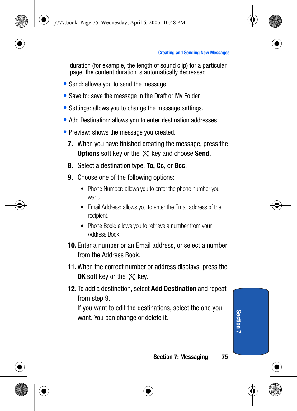 Samsung P O R T A B L E T R I - M O D E T E L E P H O N E SGH-P777 User Manual | Page 79 / 205