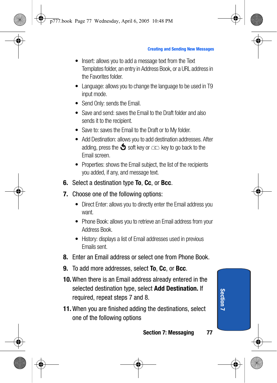 Samsung P O R T A B L E T R I - M O D E T E L E P H O N E SGH-P777 User Manual | Page 81 / 205