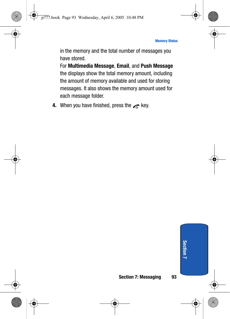 Samsung P O R T A B L E T R I - M O D E T E L E P H O N E SGH-P777 User Manual | Page 97 / 205
