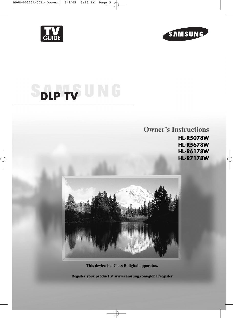 Samsung HL-R5678W User Manual | 144 pages