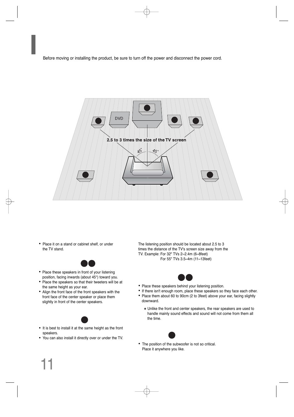 Connecting the speakers | Samsung HT-TQ25 User Manual | Page 12 / 80