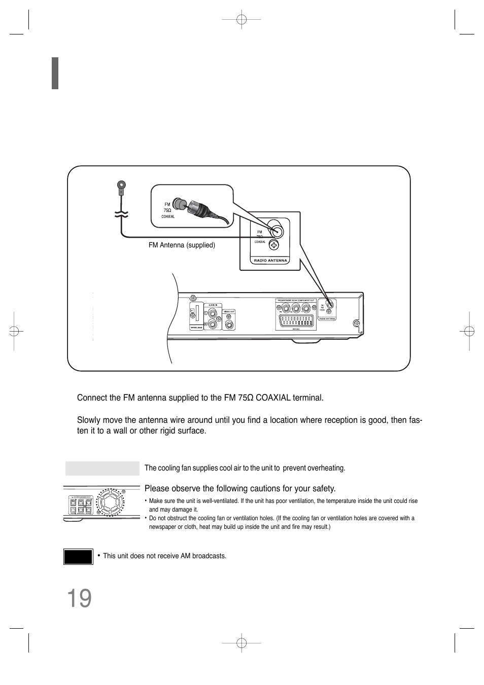 Connecting the fm antenna | Samsung HT-TQ25 User Manual | Page 20 / 80