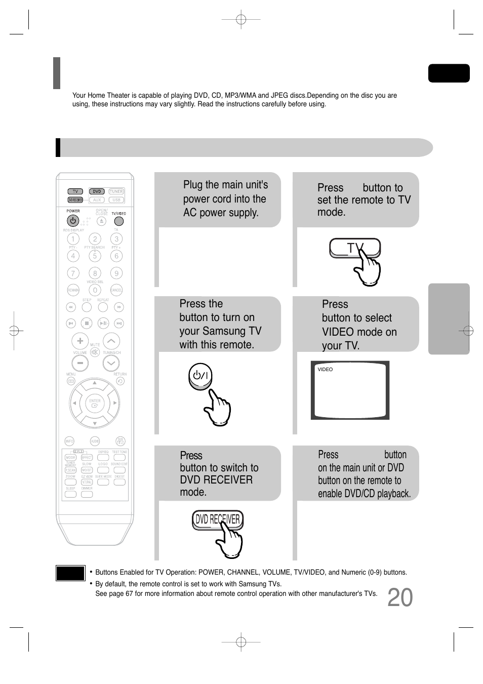 Before using your home theater | Samsung HT-TQ25 User Manual | Page 21 / 80