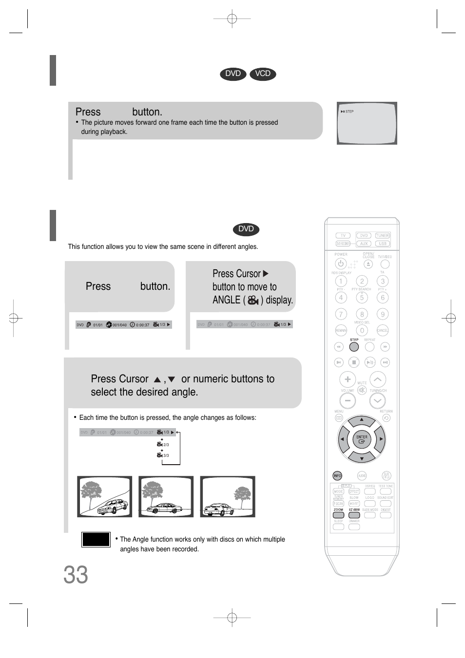 Step function, Angle function | Samsung HT-TQ25 User Manual | Page 34 / 80