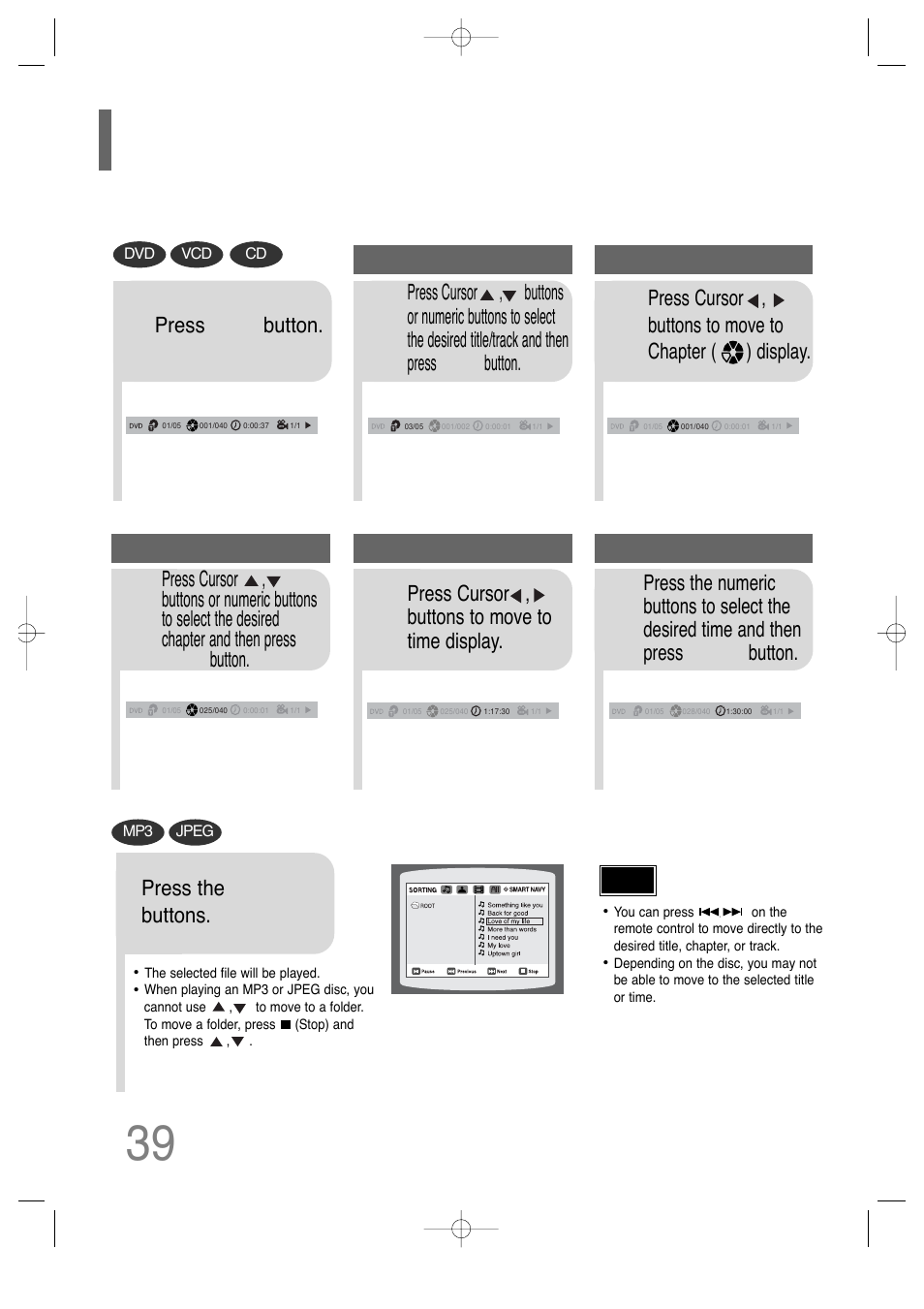 Moving directly to a scene/song | Samsung HT-TQ25 User Manual | Page 40 / 80