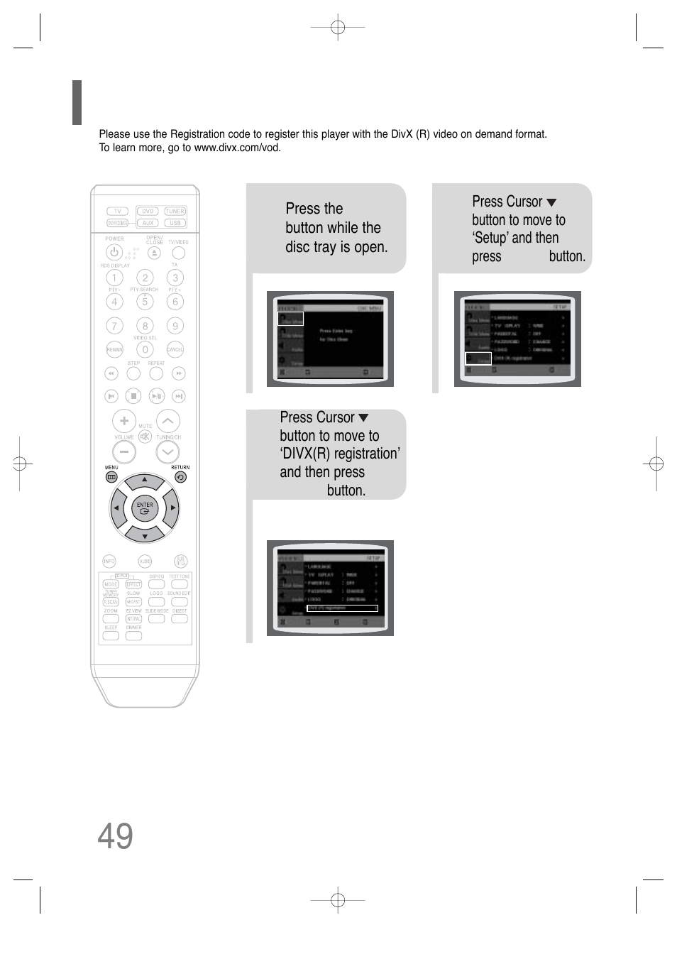 Divx (r) registration | Samsung HT-TQ25 User Manual | Page 50 / 80