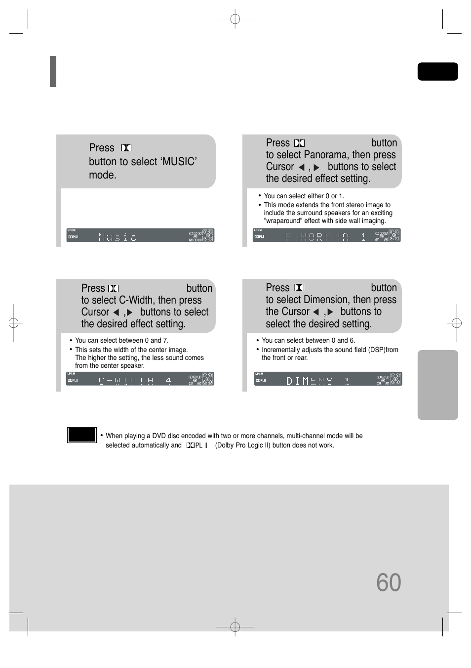 Dolby pro logic ii effect | Samsung HT-TQ25 User Manual | Page 61 / 80