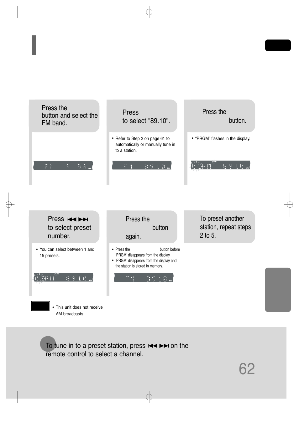 Presetting stations | Samsung HT-TQ25 User Manual | Page 63 / 80