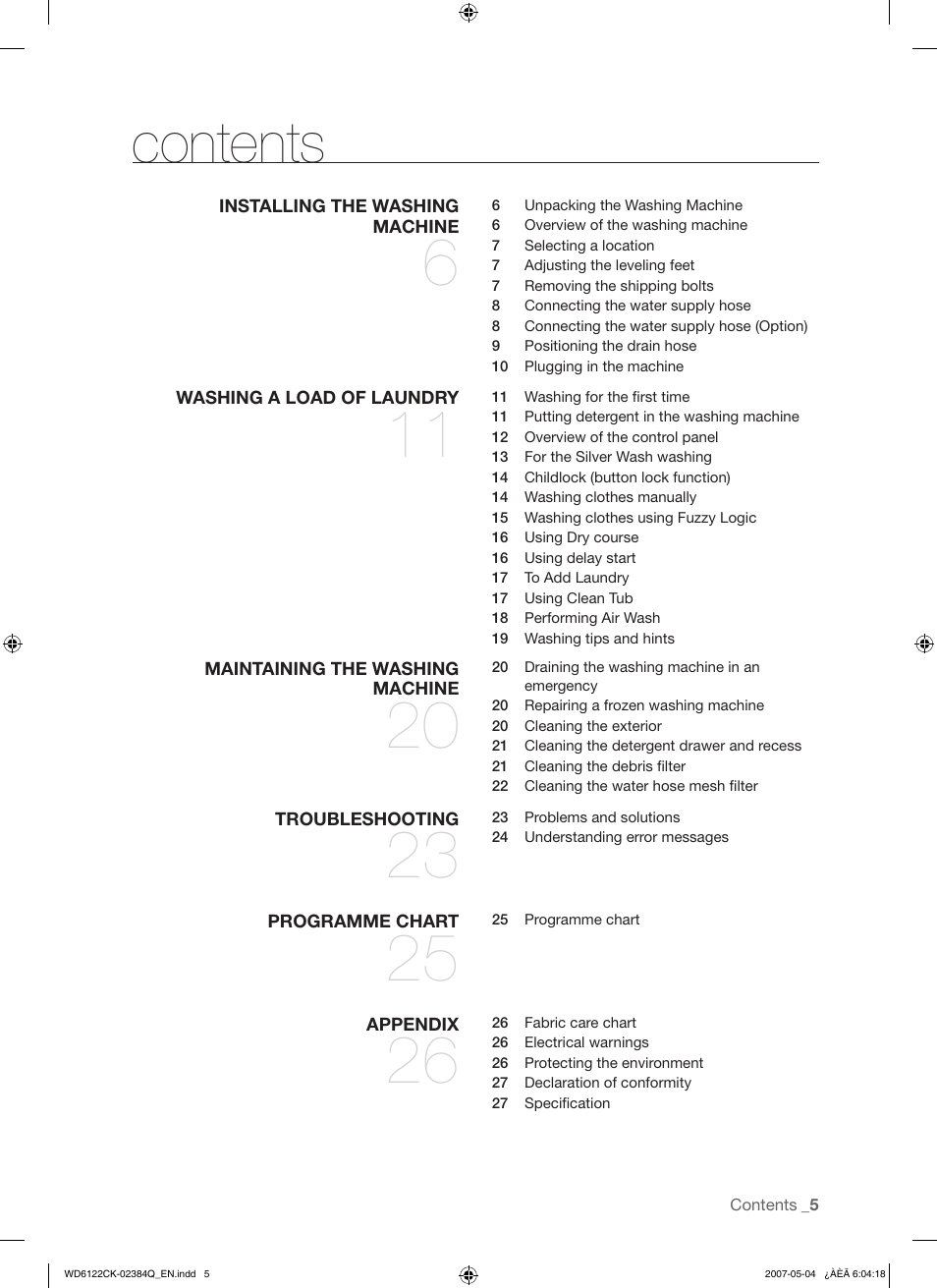 Samsung WD6122CKS User Manual | Page 5 / 28