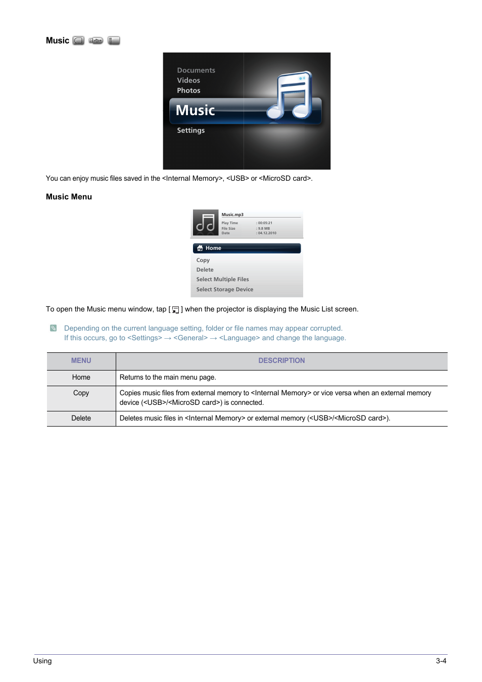 Music | Samsung SP-H03 User Manual | Page 43 / 56
