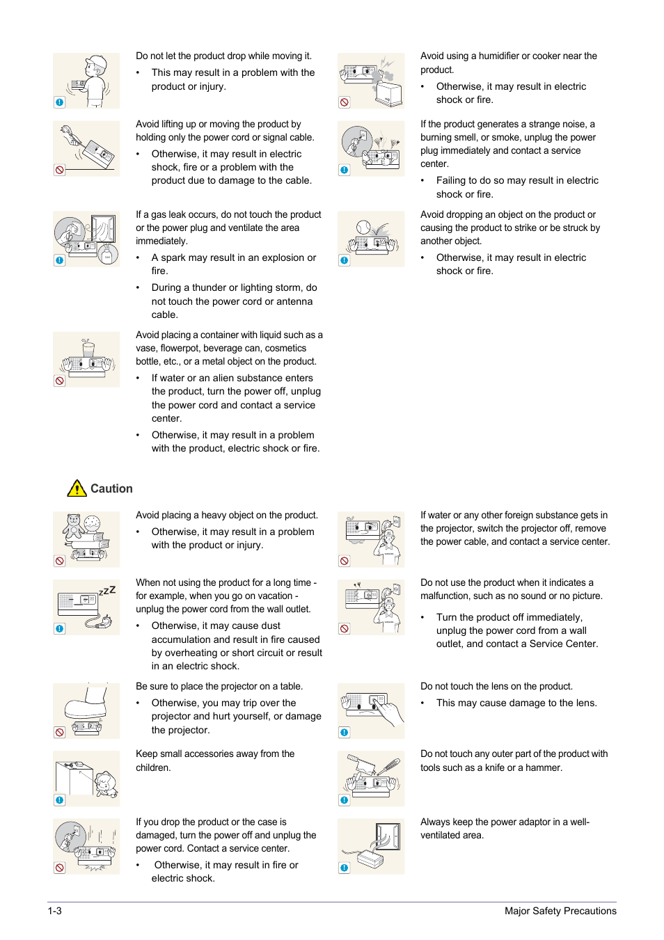 Caution | Samsung SP-H03 User Manual | Page 8 / 56